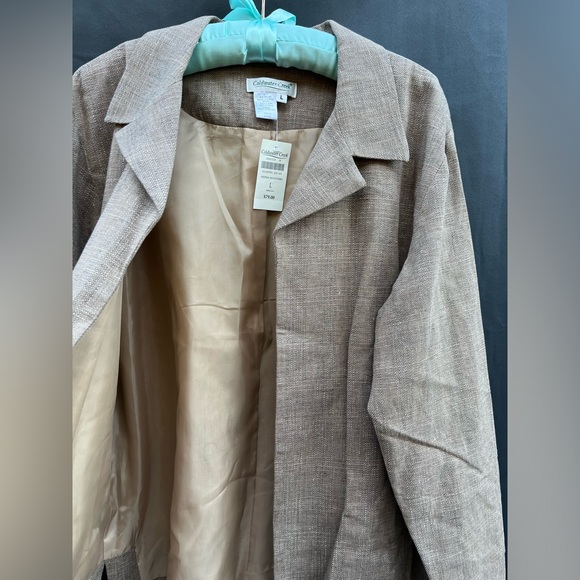 Coldwater Creek Open Front Brown Beige Blazer Jacket Size L NWT Vintage - Picture 3 of 5